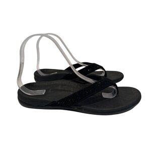 Vionic Tide Black Rhinestone Flip Flop Sandals With Textured Footbed Women Sz 8